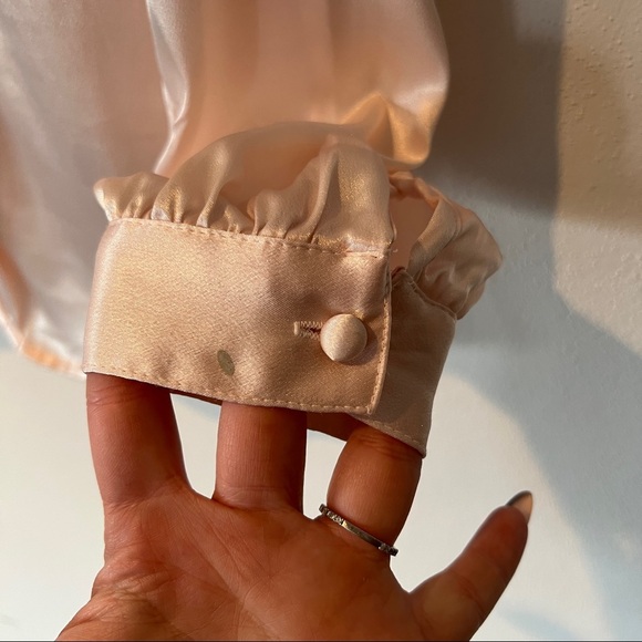 Vintage Blush Pink Lace Collar Keyhole Back Long Sleeve Blouse Coquette Feminine - Picture 8 of 8